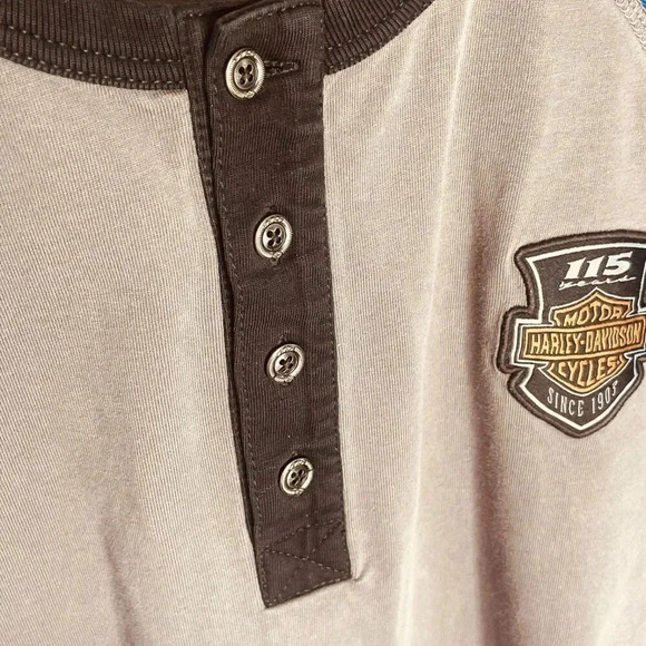 Vintage Motor Harley-Davidson Blue, Gray, & Black Cycles Clothes LS Shirt - Picture 5 of 13